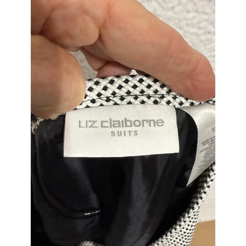 Liz Claiborne Suits Women's Black White Mini Dot Pencil Skirt‎ Size 12